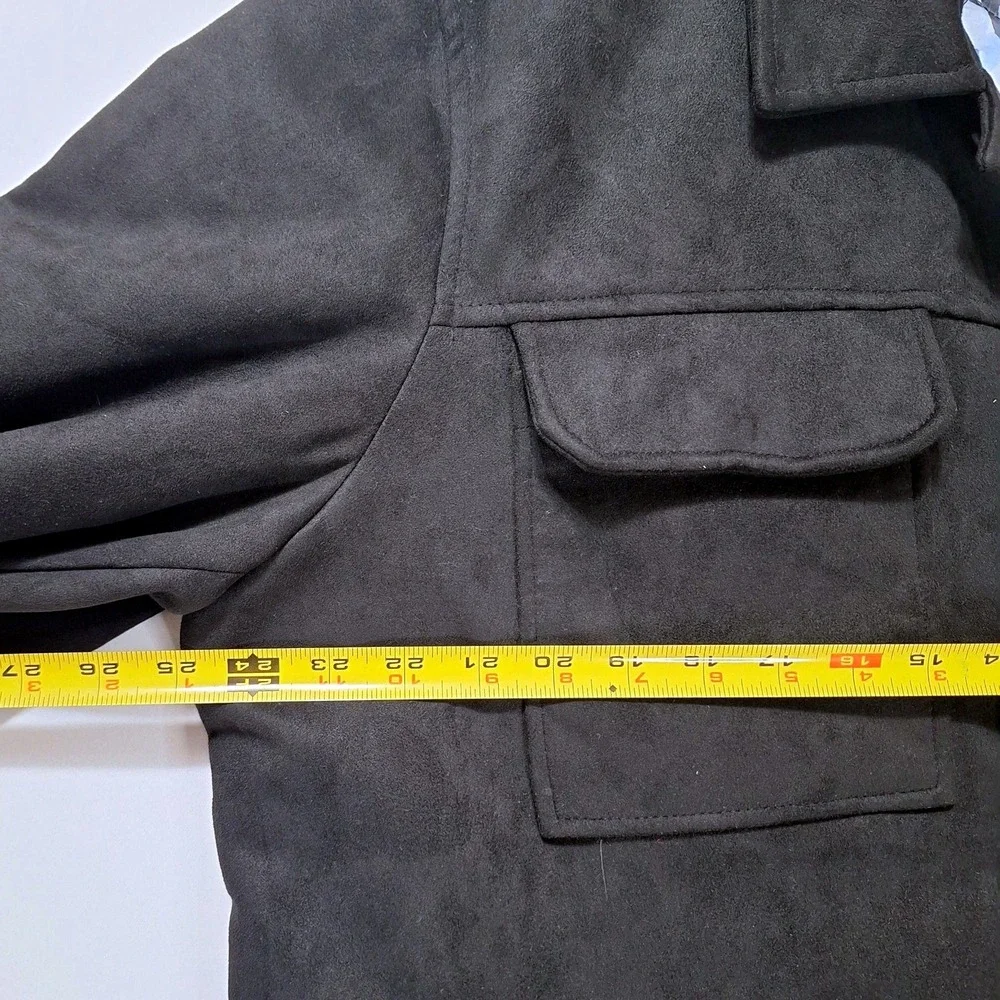 Robert Graham Vegan Suede‎ Field Jacket Men XL Black Quilted RG-132 Shacket NWT